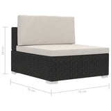 3 Piece Garden Sofa Set with Cushions Poly Rattan Black - Extra Image