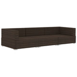 3 Piece Garden Sofa Set with Cushions Poly Rattan Brown - Side View