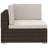 3 Piece Garden Sofa Set with Cushions Poly Rattan Brown - 45-Degree Angle