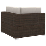 3 Piece Garden Sofa Set with Cushions Poly Rattan Brown - Rear View
