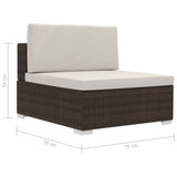3 Piece Garden Sofa Set with Cushions Poly Rattan Brown - Extra Image