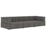 3 Piece Garden Sofa Set with Cushions Poly Rattan Grey - Side View
