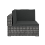 3 Piece Garden Sofa Set with Cushions Poly Rattan Grey - 45-Degree Angle