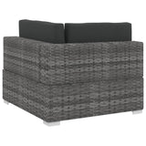 3 Piece Garden Sofa Set with Cushions Poly Rattan Grey - Rear View