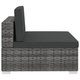 3 Piece Garden Sofa Set with Cushions Poly Rattan Grey - Low Angle
