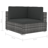 3 Piece Garden Sofa Set with Cushions Poly Rattan Grey - Extra Image
