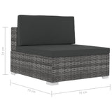 3 Piece Garden Sofa Set with Cushions Poly Rattan Grey - Extra Image
