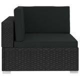 3 Piece Garden Sofa Set with Cushions Poly Rattan Black - 45-Degree Angle