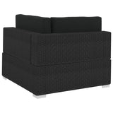 3 Piece Garden Sofa Set with Cushions Poly Rattan Black - Rear View