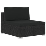 3 Piece Garden Sofa Set with Cushions Poly Rattan Black - Close-Up Angle