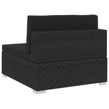 3 Piece Garden Sofa Set with Cushions Poly Rattan Black - Extra Image