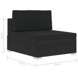 3 Piece Garden Sofa Set with Cushions Poly Rattan Black - Extra Image