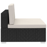4 Piece Garden Sofa Set with Cushions Poly Rattan Black - Low Angle