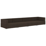 4 Piece Garden Sofa Set with Cushions Poly Rattan Brown - Side View