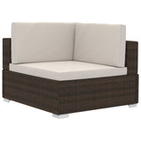 4 Piece Garden Sofa Set with Cushions Poly Rattan Brown - Top-Down View