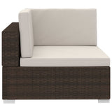 4 Piece Garden Sofa Set with Cushions Poly Rattan Brown - 45-Degree Angle