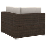 4 Piece Garden Sofa Set with Cushions Poly Rattan Brown - Rear View
