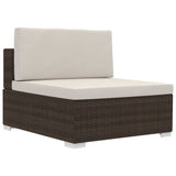4 Piece Garden Sofa Set with Cushions Poly Rattan Brown - Close-Up Angle