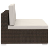 4 Piece Garden Sofa Set with Cushions Poly Rattan Brown - Low Angle