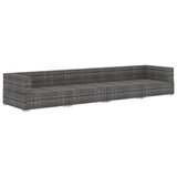 4 Piece Garden Sofa Set with Cushions Poly Rattan Grey - Side View