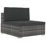 4 Piece Garden Sofa Set with Cushions Poly Rattan Grey - Close-Up Angle