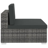4 Piece Garden Sofa Set with Cushions Poly Rattan Grey - Low Angle