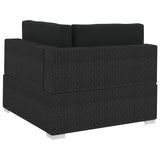 4 Piece Garden Sofa Set with Cushions Poly Rattan Black - Rear View