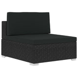 4 Piece Garden Sofa Set with Cushions Poly Rattan Black - Close-Up Angle