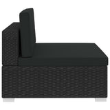 4 Piece Garden Sofa Set with Cushions Poly Rattan Black - Low Angle