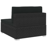 4 Piece Garden Sofa Set with Cushions Poly Rattan Black - Extra Image