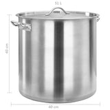 Stock Pot 50 L 40x40 cm Stainless Steel