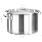 Stock Pot 24 L 36x24 cm Stainless Steel - Close-Up Angle