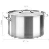 Stock Pot 44 L 45x28 cm Stainless Steel - Close-Up Angle