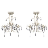 Crystal Pendant Ceiling Lamp Chandeliers 2 pcs Elegant White