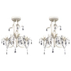 Crystal Pendant Ceiling Lamp Chandeliers 2 pcs Elegant White