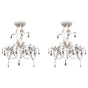 Crystal Pendant Ceiling Lamp Chandeliers 2 pcs Elegant White
