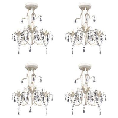 Crystal Pendant Ceiling Lamp Chandeliers 4 pcs Elegant White