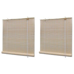 Natural Bamboo Roller Blinds 2 pcs 120x160 cm