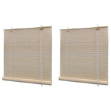 Natural Bamboo Roller Blinds 2 pcs 120x160 cm