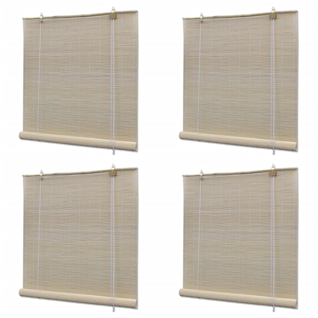 Natural Bamboo Roller Blinds 4 pcs 120x160 cm