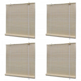 Natural Bamboo Roller Blinds 4 pcs 120x160 cm