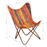 Butterfly Chairs 2 pcs Multicolour Chindi Fabric - Close-Up Angle