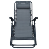 Folding Deck Chair Grey Textilene - Front View