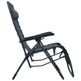Folding Deck Chair Grey Textilene