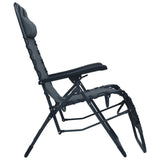 Folding Deck Chair Grey Textilene - Side View