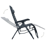 Folding Deck Chair Grey Textilene - Rear View