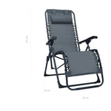 Folding Deck Chair Grey Textilene - Low Angle