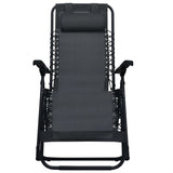 Folding Deck Chair Black Textilene - Front View