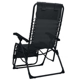Folding Deck Chair Black Textilene - Top-Down View