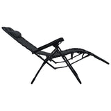 Folding Deck Chair Black Textilene - 45-Degree Angle